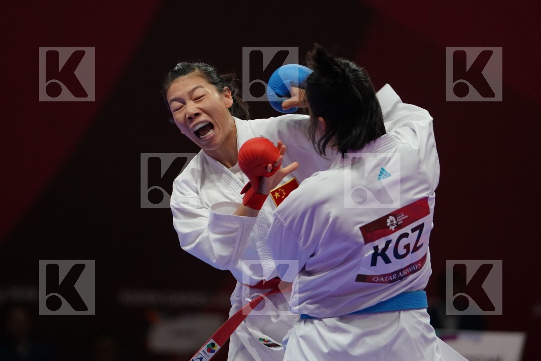 JIAMEI DING (CHINA) vs AIGERIM PRIEVA (KYRGYZSTAN) in Senior Kumite -55 Kg - Qualification