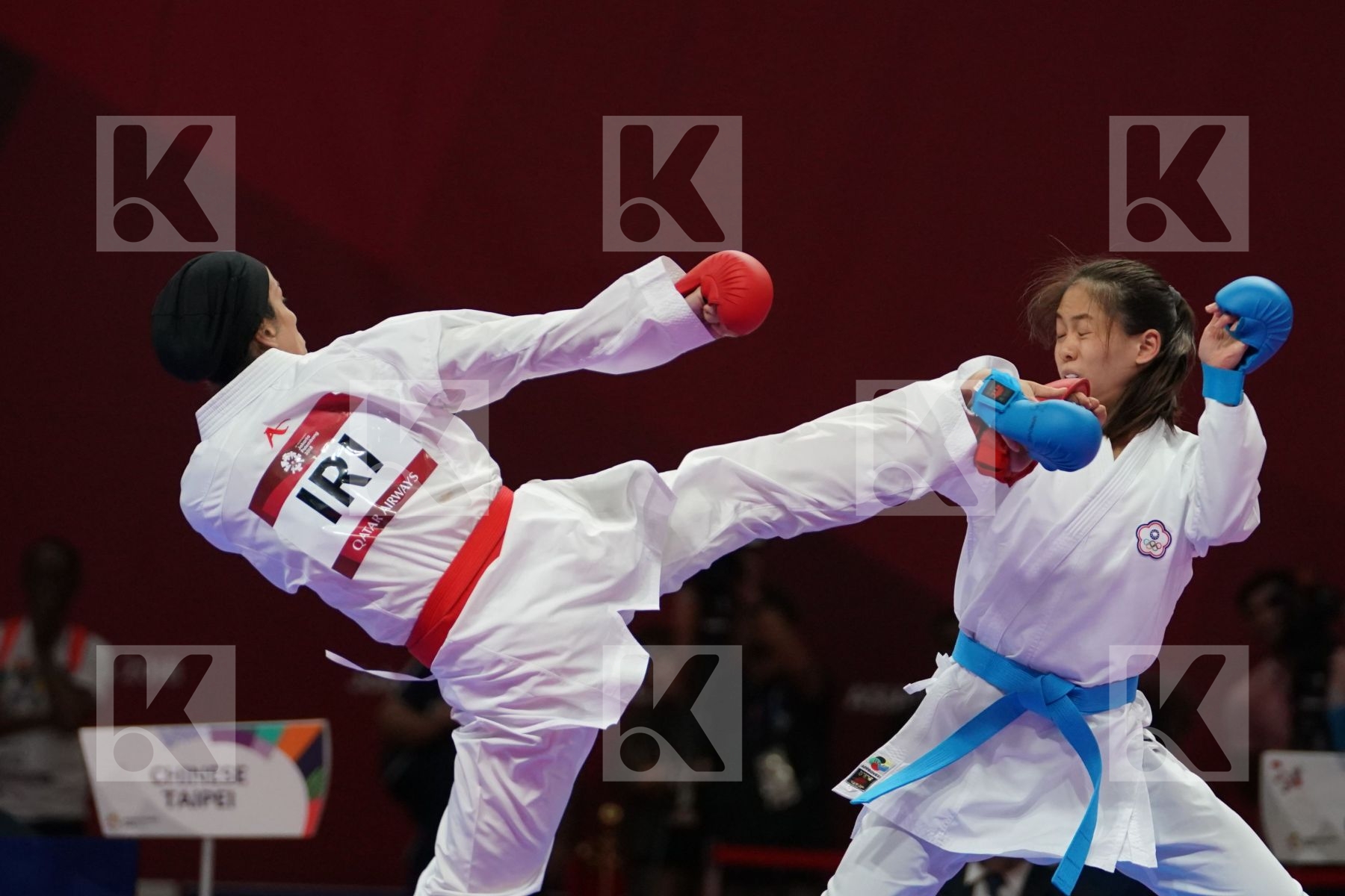 TARAVAT KHAKSAR (ISLAMIC REPUBLIC OF IRAN) vs TZUYUN WEN (CHINESE TAIPEI) in Senior Kumite -55 Kg - Final bout