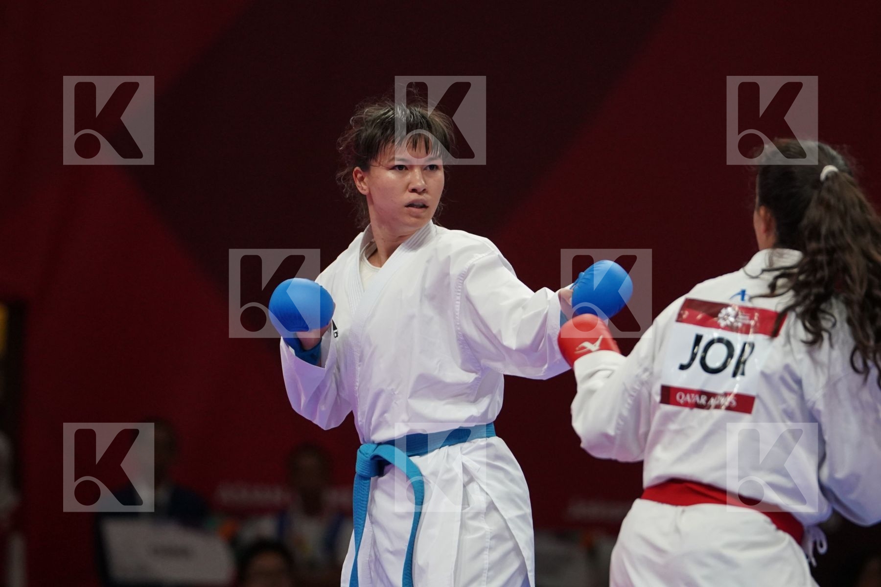 HUDA JABER (JORDAN) vs MADINA UTELBAYEVA (KAZAKHSTAN) in Senior Kumite Ð 61 Kg - Qualification