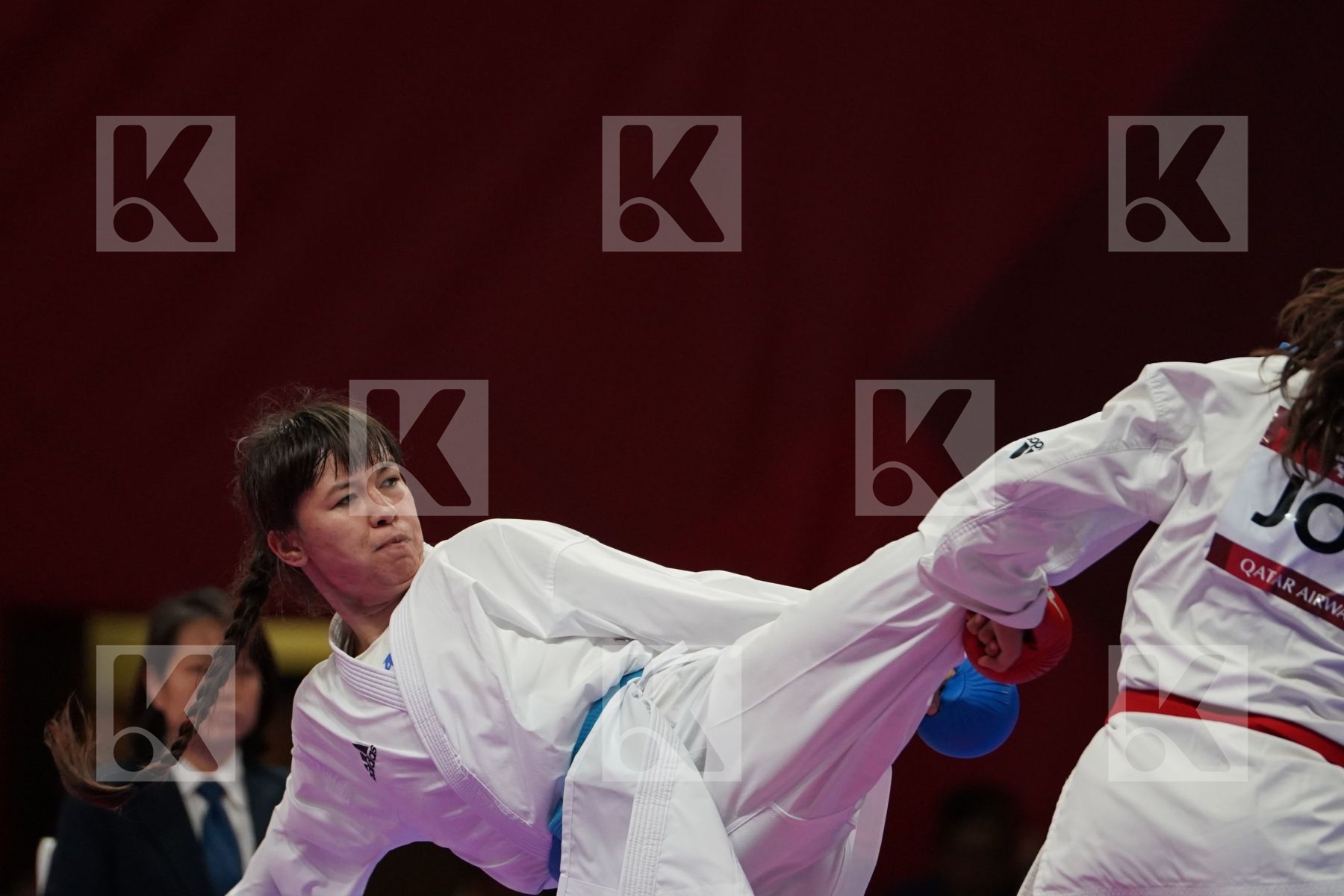 HUDA JABER (JORDAN) vs MADINA UTELBAYEVA (KAZAKHSTAN) in Senior Kumite Ð 61 Kg - Qualification