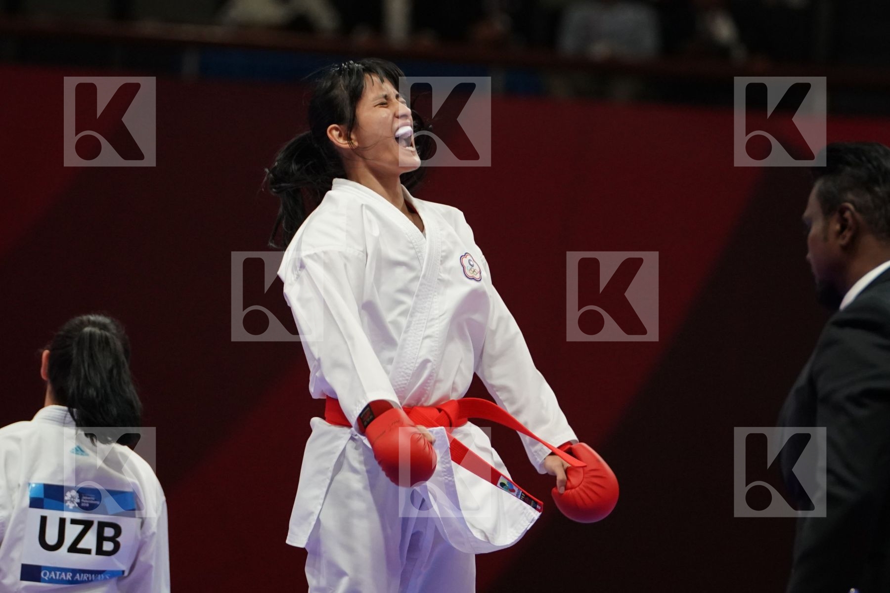 SHIAUSHUANG GU (CHINESE TAIPEI) vs BAKHRINISO BABAEVA (UZBEKISTAN) in Senior Kumite -50 Kg - final