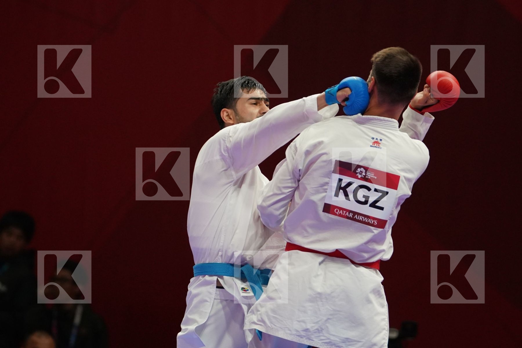 GIANZHALI ABASOV (KYRGYZSTAN) vs SHAKHBOZ AKHATOV (UZBEKISTAN) in Senior Kumite Ð 84 Kg - Qualification