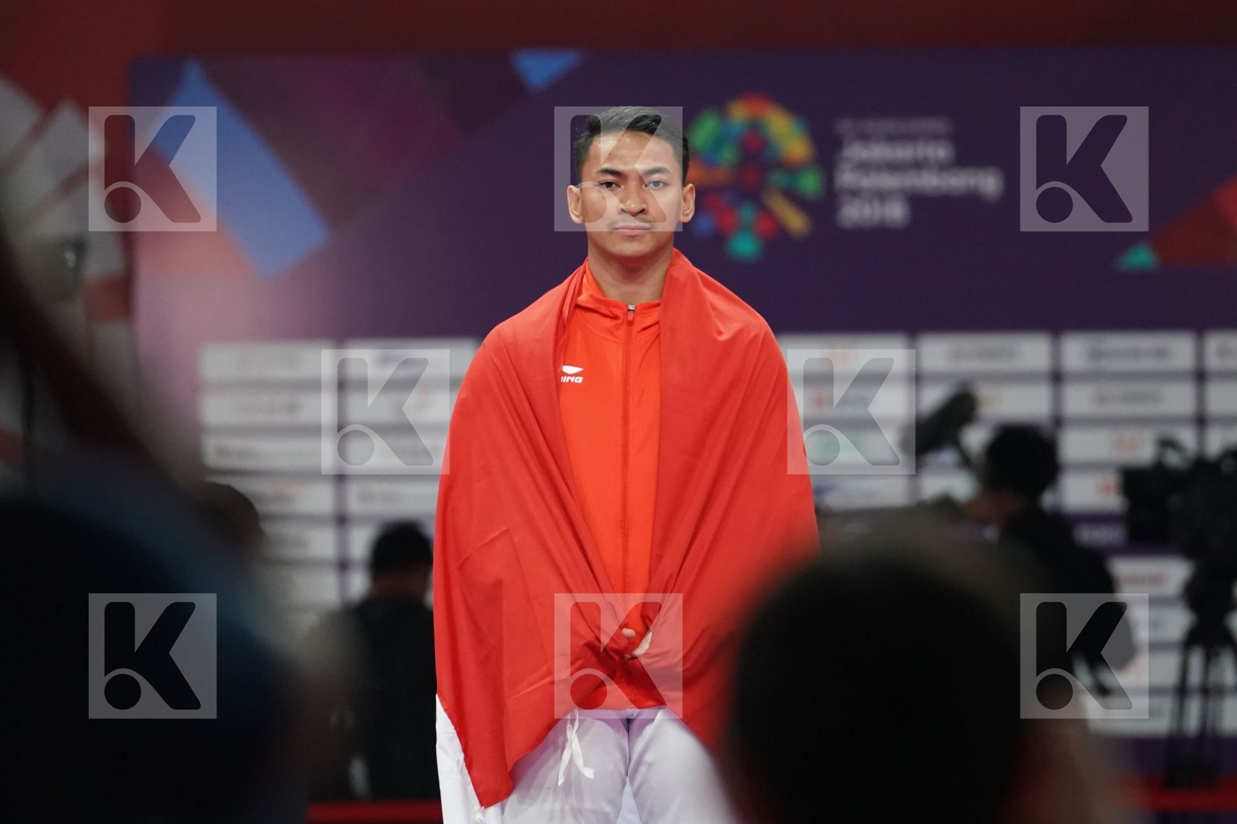 AHMAD ZIGI ZARESTA YUDA (INDONESIA) in Senior Male Kata - podium ceremony