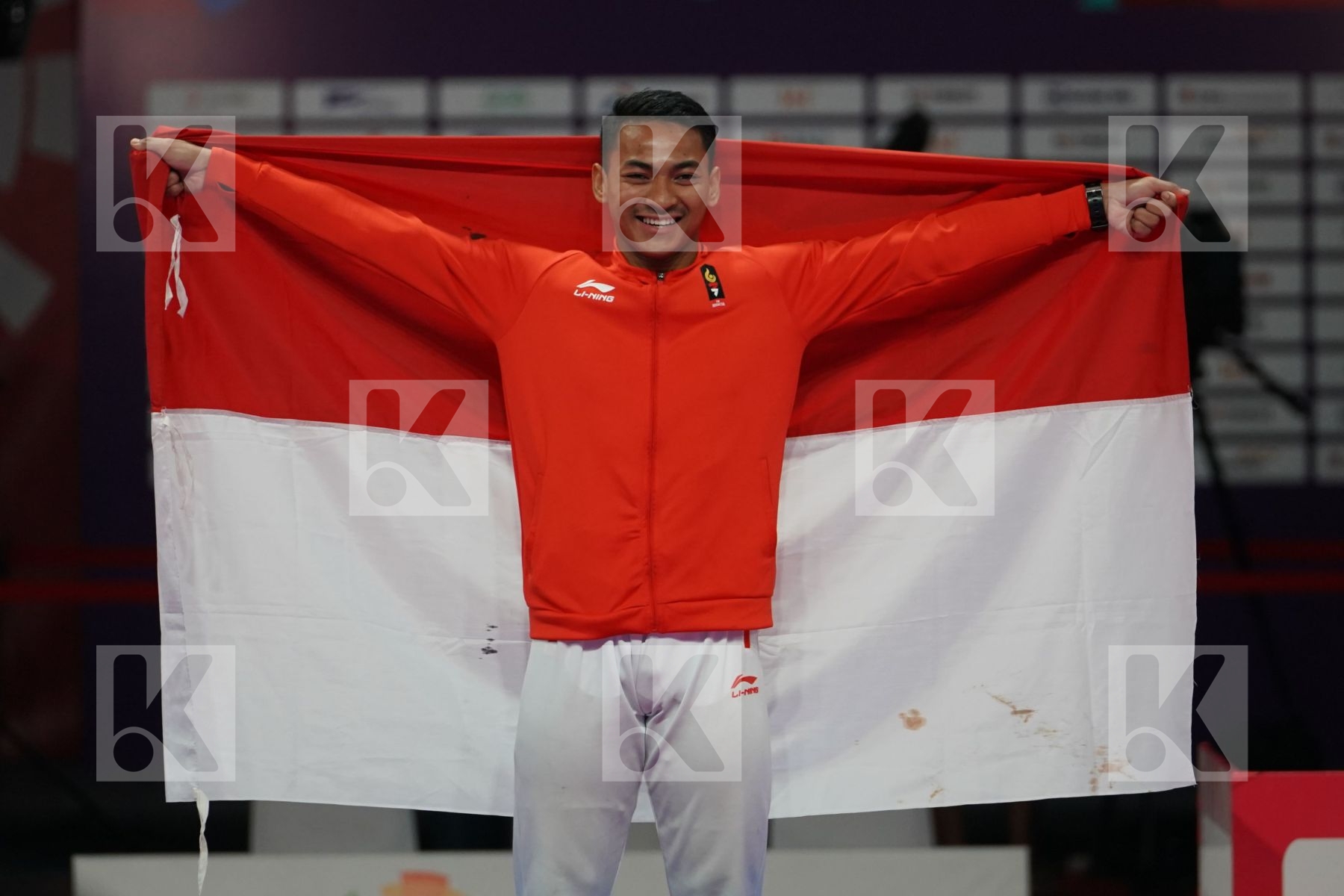 AHMAD ZIGI ZARESTA YUDA (INDONESIA) in Senior Male Kata - podium ceremony