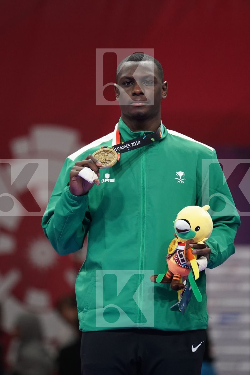 MINH PHUNG NGUYEN (VIETNAM), SAJAD GANJZADEH (ISLAMIC REPUBLIC OF IRAN), TAREG ALI HAMEDI (SAUDI ARABIA), DANIYAR YULDASHEV (KAZAKHSTAN) in Senior Kumite 84+ Kg - podium ceremony