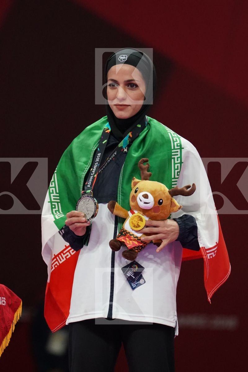 TARAVAT KHAKSAR (ISLAMIC REPUBLIC OF IRAN) in Senior Kumite -55 Kg - podium ceremony