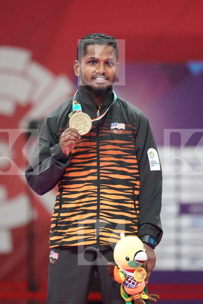 PREM KUMAR SELVAM (MALAYSIA) in Senior Kumite -60 Kg - podium ceremony