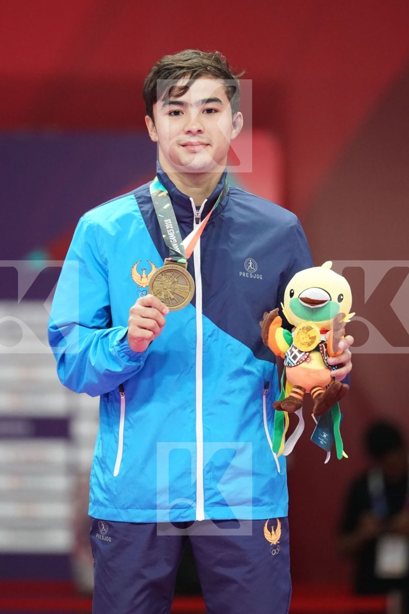 SADRIDDIN SAYMATOV (UZBEKISTAN) in Senior Kumite -60 Kg - podium ceremony