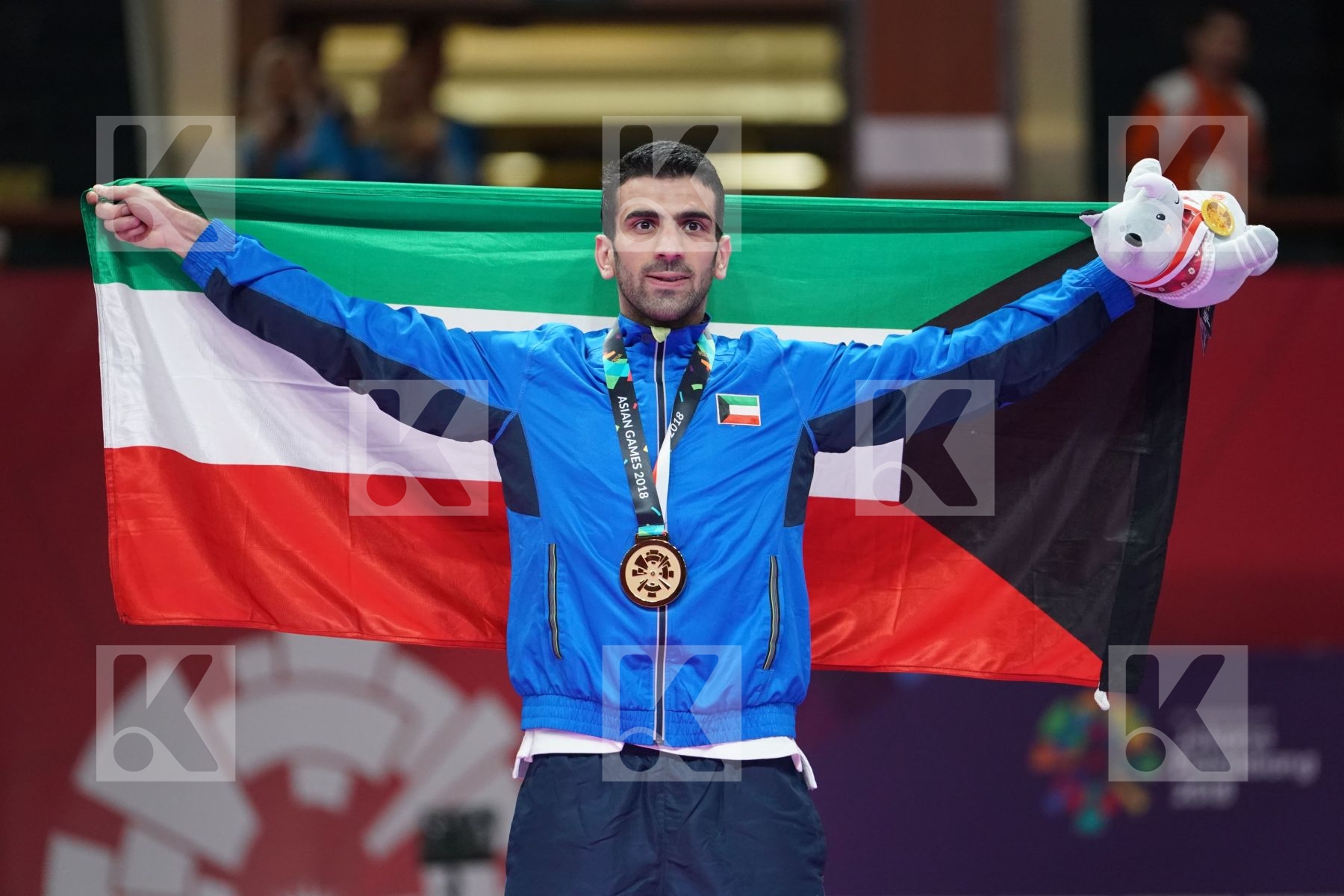 ALI ABDULAZIZ (KUWAIT) in Senior Kumite -67 Kg - podium ceremony