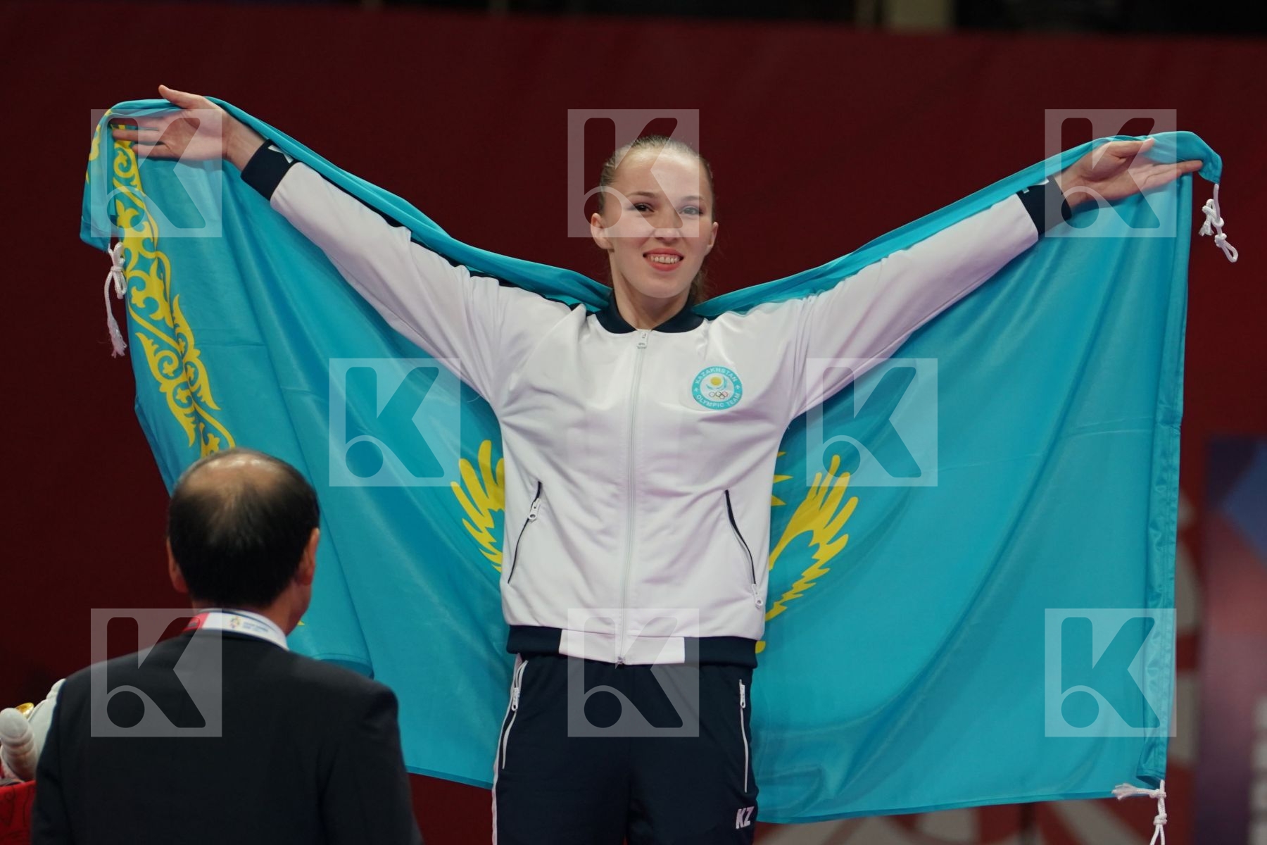 GUZALIYA GAFUROVA (KAZAKHSTAN) in Senior Kumite Ð 68 Kg - podium ceremony