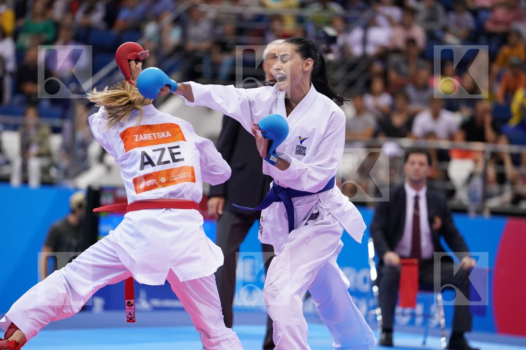 ZARETSKA IRINA (AZERBAIJAN) Vs MELNYK HALYNA (UKRAINE) in Senior Kumite -68 Kg - semi-final Bout