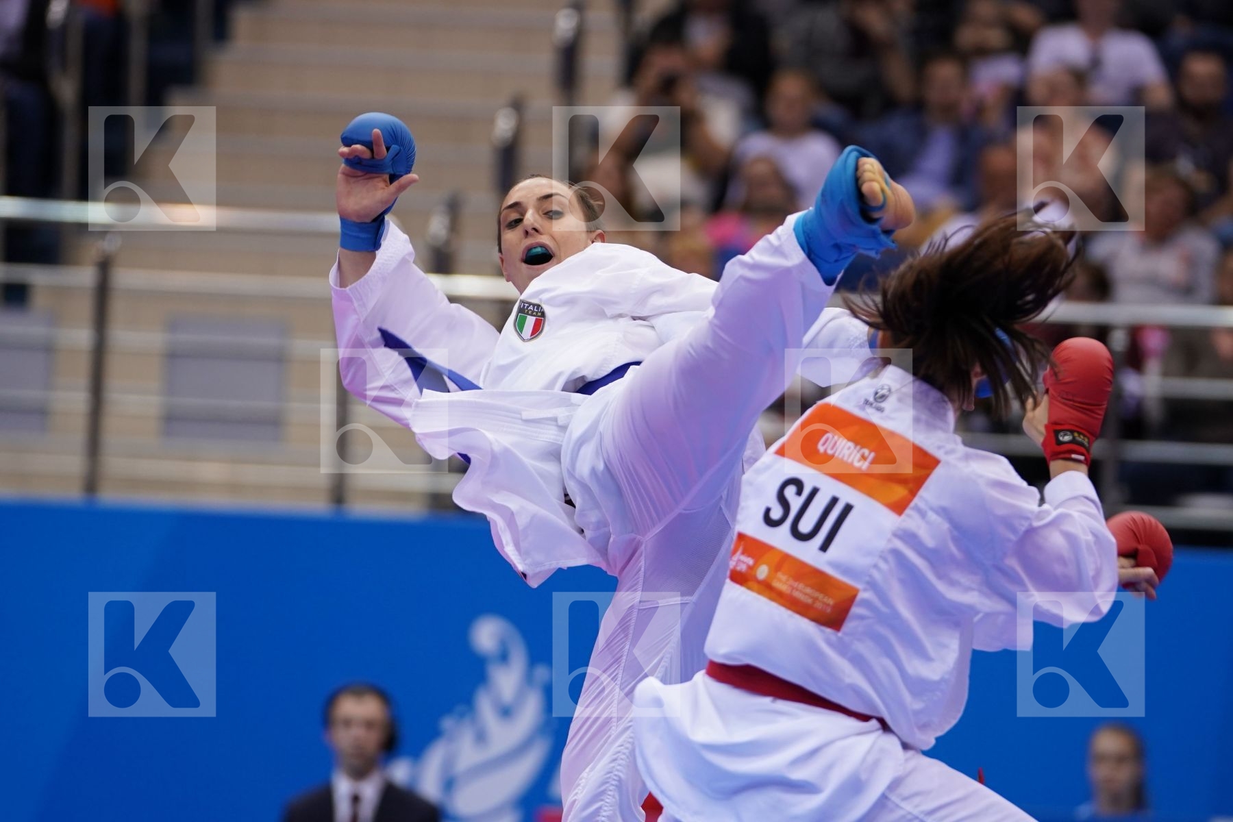 QUIRICI ELENA (SWITZERLAND) Vs SEMERARO SILVIA (ITALY) in Senior Kumite -68 Kg - semi-final Bout