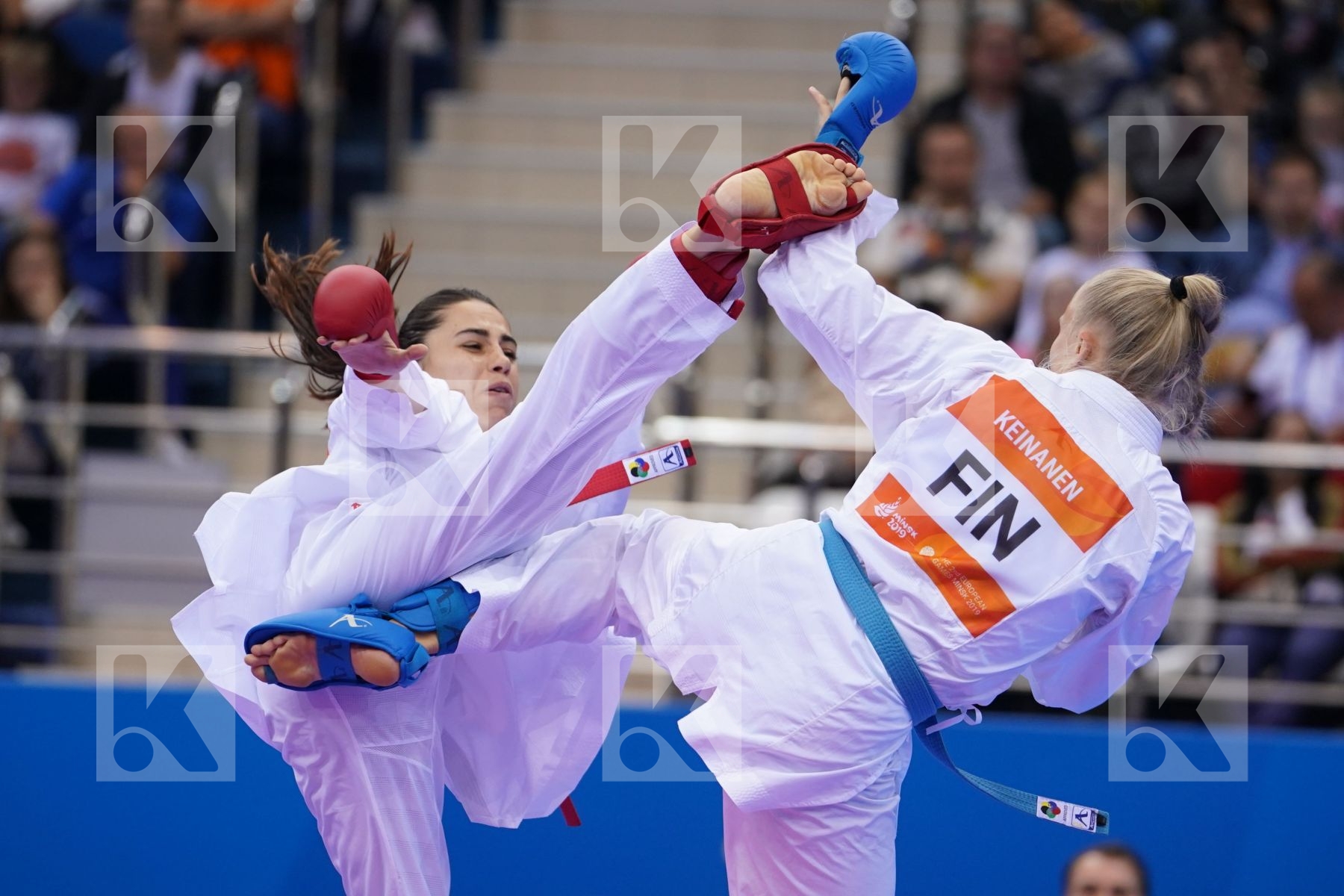 HOCAOGLU MELTEM (TURKEY) Vs KEINANEN TITTA (FINLAND) in Senior Kumite 68+ Kg - semi-final Bout