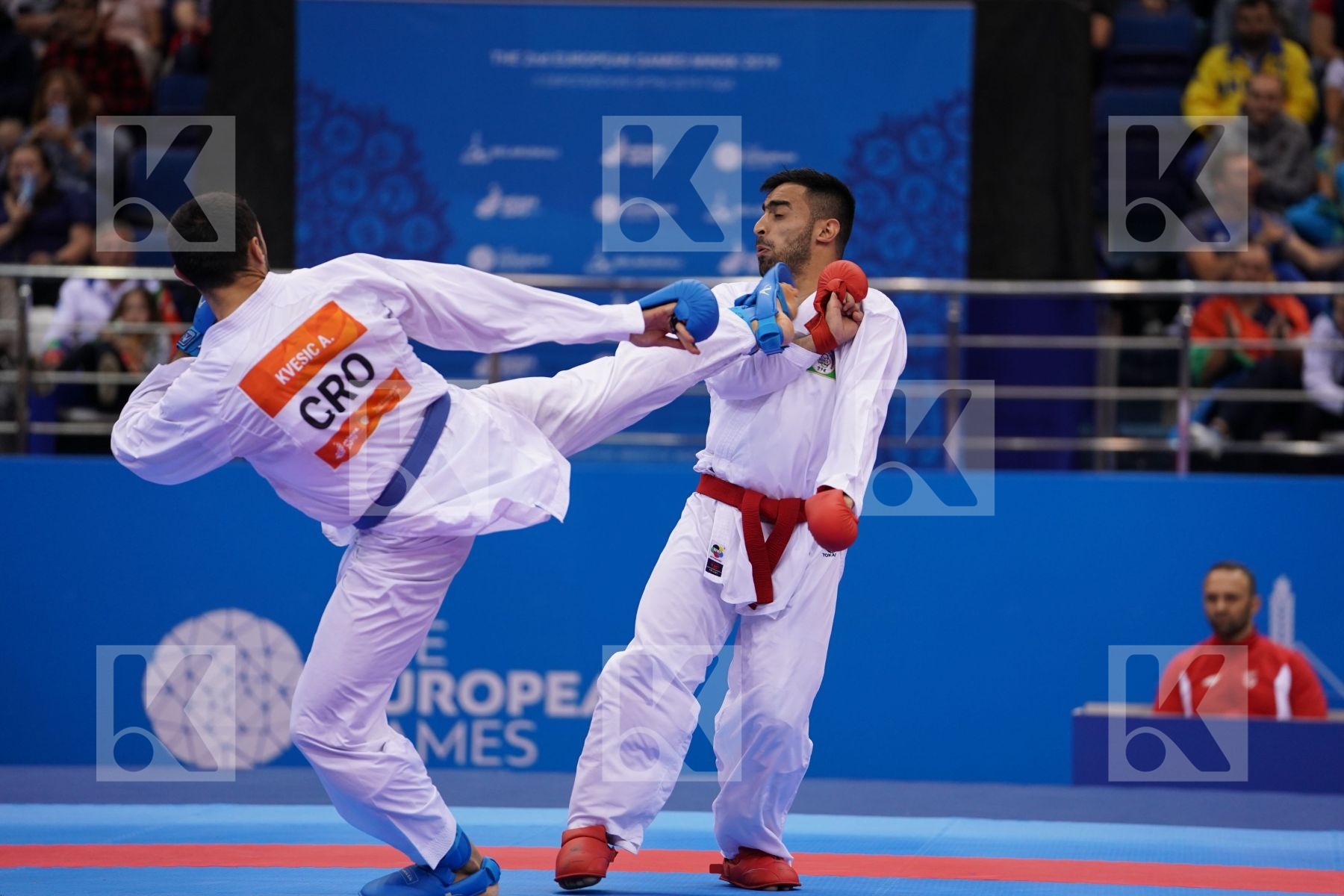 GURBANLI ASIMAN (AZERBAIJAN) Vs KVESIC ANDJELO (CROATIA) in Senior Kumite 84+ Kg - Final Bout