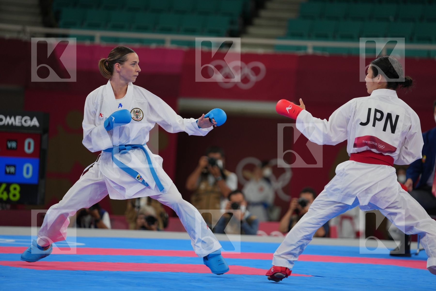 Miyahara Miho (Japan) - Kumite Female -55kg, Plank Bettina (Austria) - Kumite Female -55kg in Senior Kumite -55 Kg - Round Robin bout