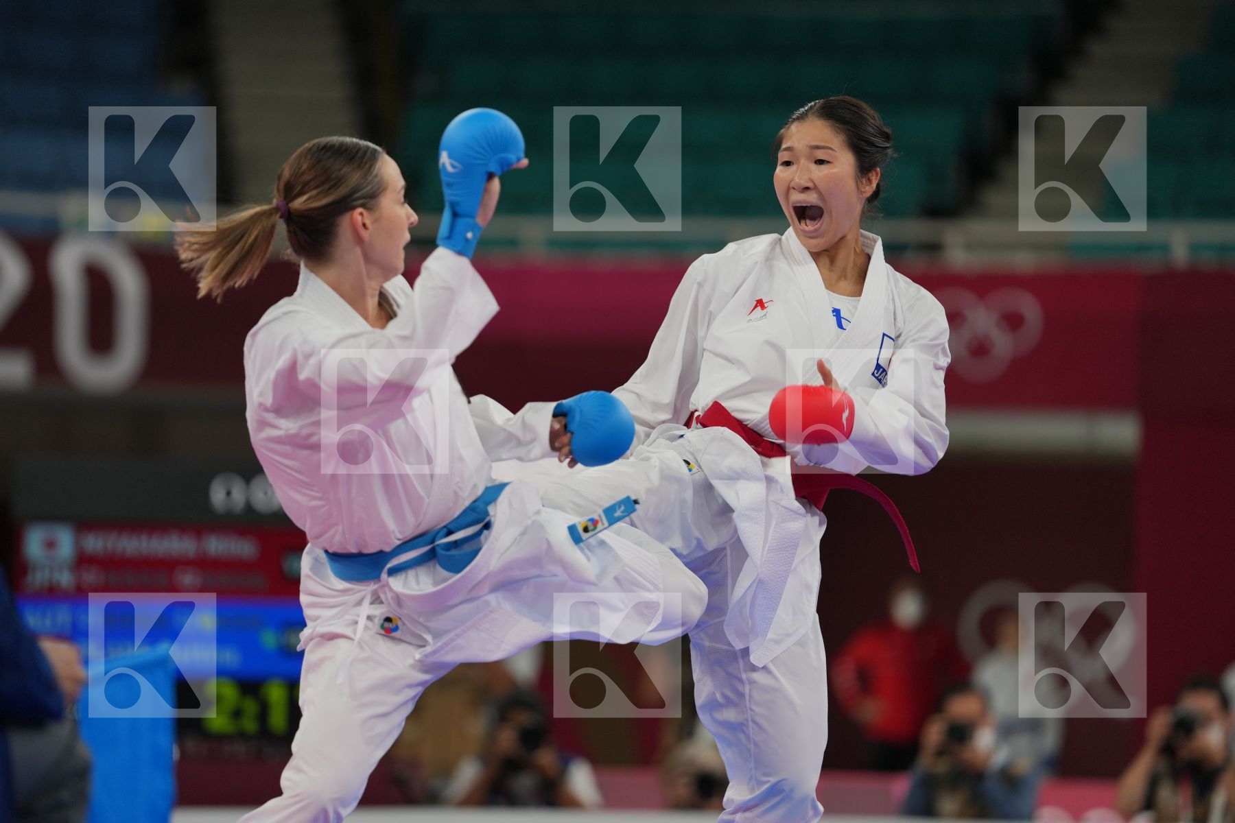 Miyahara Miho (Japan) - Kumite Female -55kg, Plank Bettina (Austria) - Kumite Female -55kg in Senior Kumite -55 Kg - Round Robin bout
