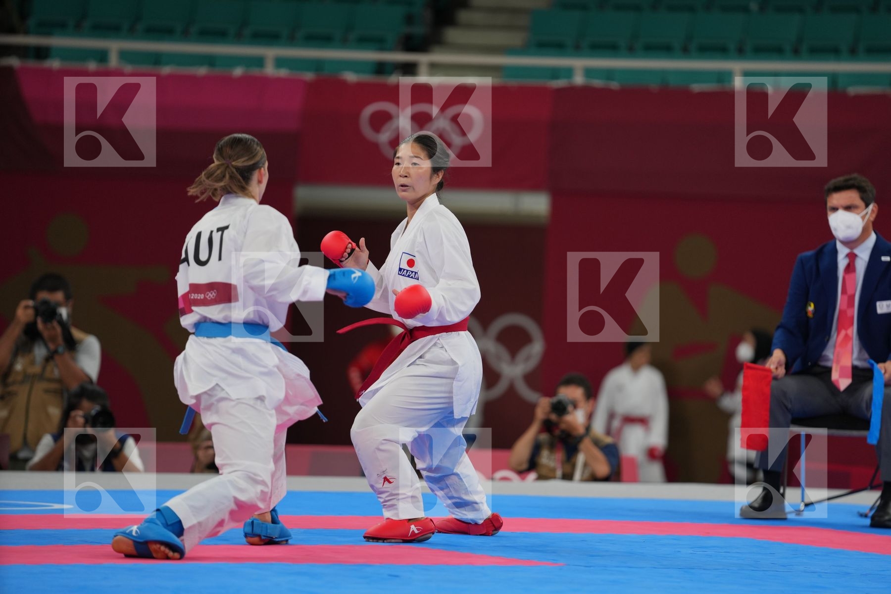 Miyahara Miho (Japan) - Kumite Female -55kg, Plank Bettina (Austria) - Kumite Female -55kg in Senior Kumite -55 Kg - Round Robin bout