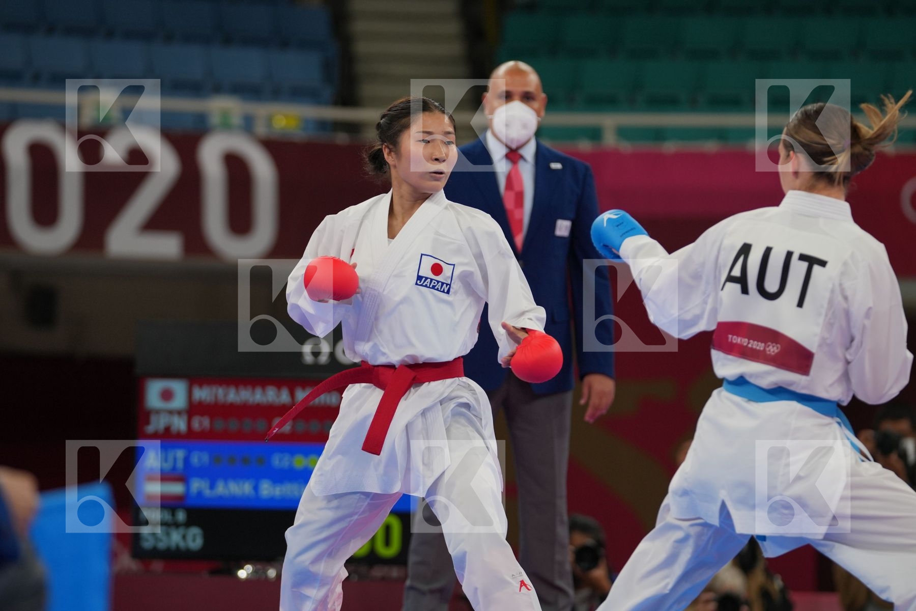 Miyahara Miho (Japan) - Kumite Female -55kg, Plank Bettina (Austria) - Kumite Female -55kg in Senior Kumite -55 Kg - Round Robin bout