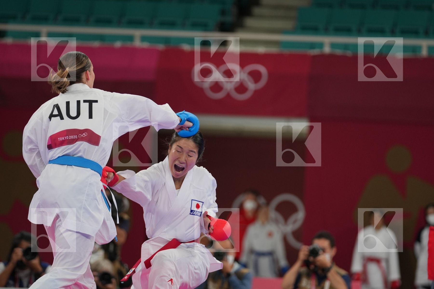 Miyahara Miho (Japan) - Kumite Female -55kg, Plank Bettina (Austria) - Kumite Female -55kg in Senior Kumite -55 Kg - Round Robin bout