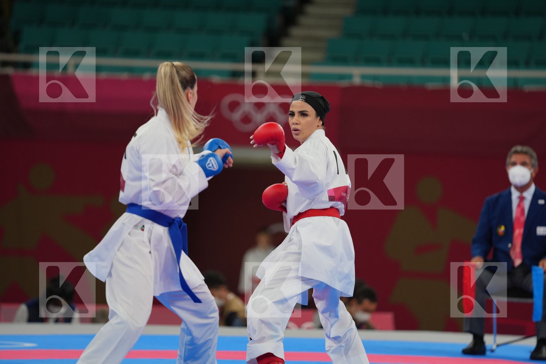 Bahmanyar Sara (Islamic Republic of Iran) - Kumite Female -55kg, Ozcelik Arapoglu Serap (Turkey) - Kumite Female -55kg in Senior Kumite -55 Kg - Round Robin bout