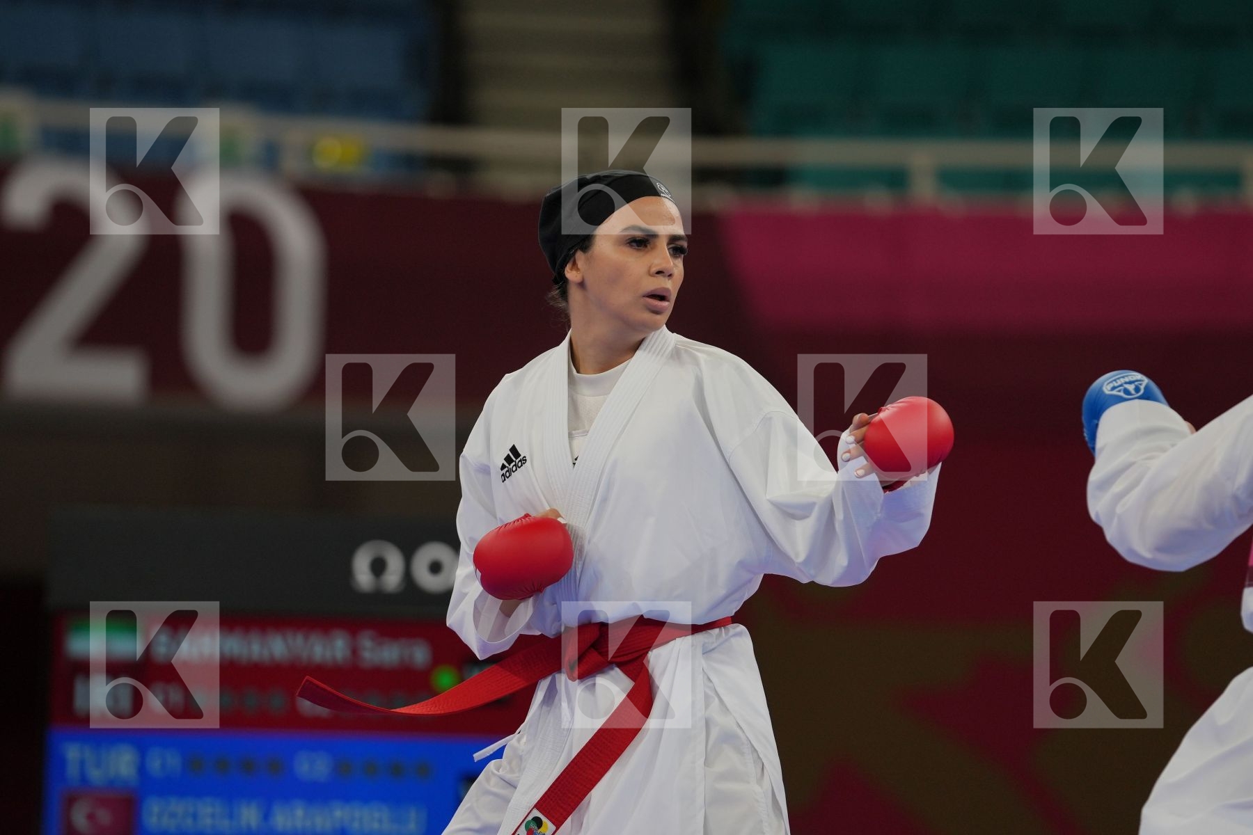 Bahmanyar Sara (Islamic Republic of Iran) - Kumite Female -55kg, Ozcelik Arapoglu Serap (Turkey) - Kumite Female -55kg in Senior Kumite -55 Kg - Round Robin bout