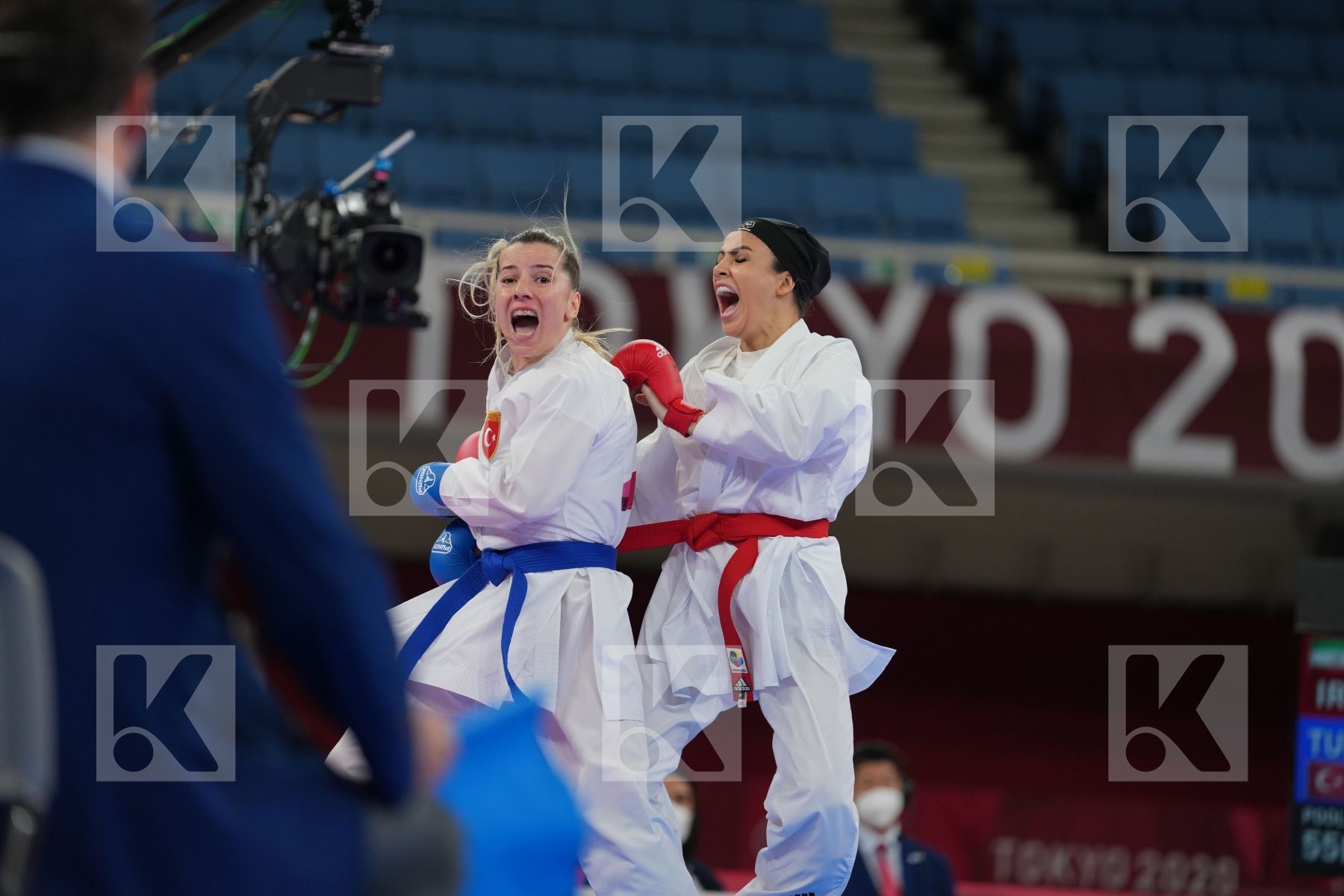 Bahmanyar Sara (Islamic Republic of Iran) - Kumite Female -55kg, Ozcelik Arapoglu Serap (Turkey) - Kumite Female -55kg in Senior Kumite -55 Kg - Round Robin bout