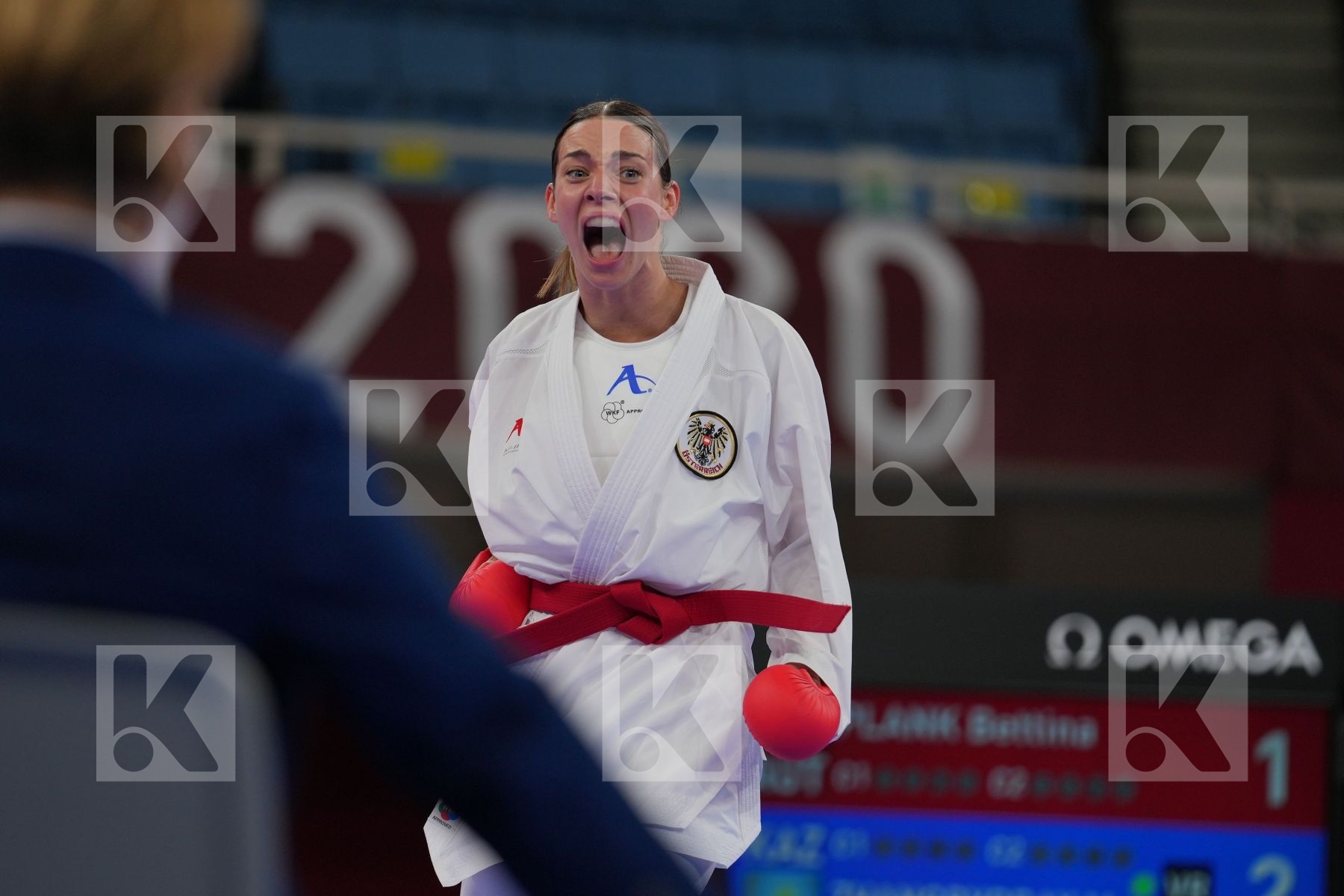 Plank Bettina (Austria) - Kumite Female -55kg, Zhangbyrbay Moldir (Kazakhstan) - Kumite Female -55kg in Senior Kumite -55 Kg - Round Robin bout