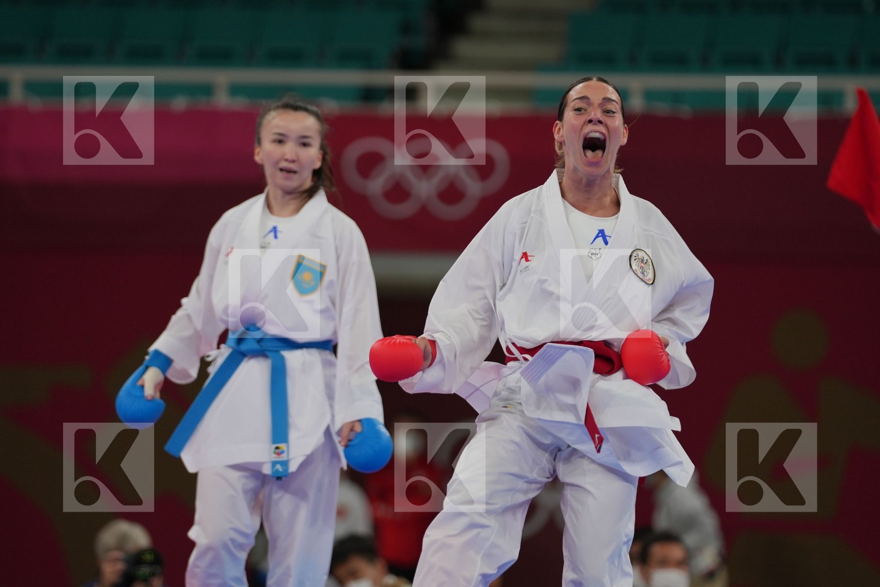 Plank Bettina (Austria) - Kumite Female -55kg, Zhangbyrbay Moldir (Kazakhstan) - Kumite Female -55kg in Senior Kumite -55 Kg - Round Robin bout