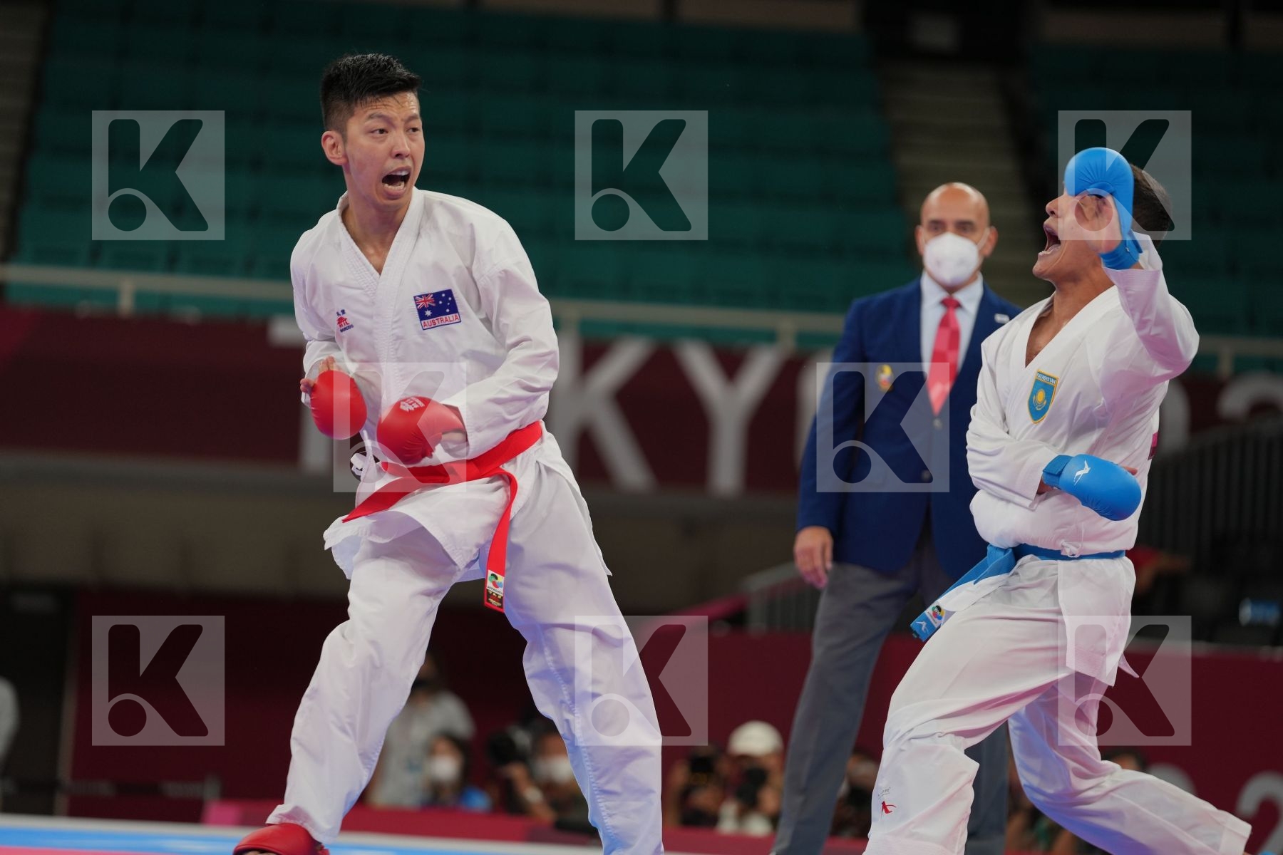 Yahiro Tsuneari (Australia) - Kumite Male -75kg, Azhikanov Nurkanat (Kazakhstan) - Kumite Male -75kg in Senior Kumite -75 Kg - Round Robin bout
