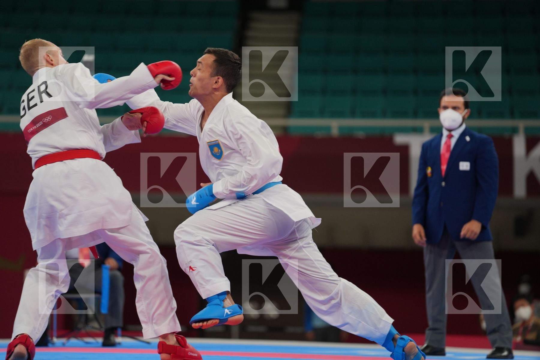 Bitsch Noah (Germany) - Kumite Male -75kg, Azhikanov Nurkanat (Kazakhstan) - Kumite Male -75kg in Senior Kumite -75 Kg - Round Robin bout