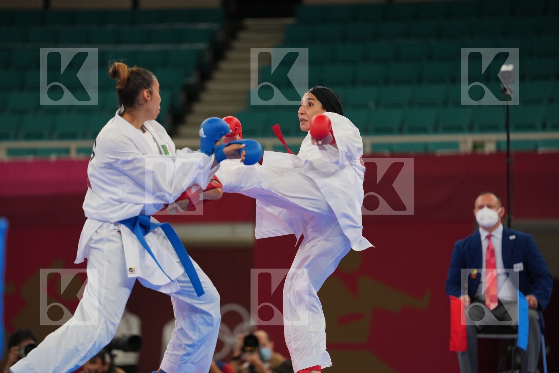 Abbasali Hamideh (Islamic Republic of Iran) - Kumite Female +61kg, Matoub Lamya (Algeria) - Kumite Female +61kg in Senior Kumite 61+ Kg - Round Robin bout