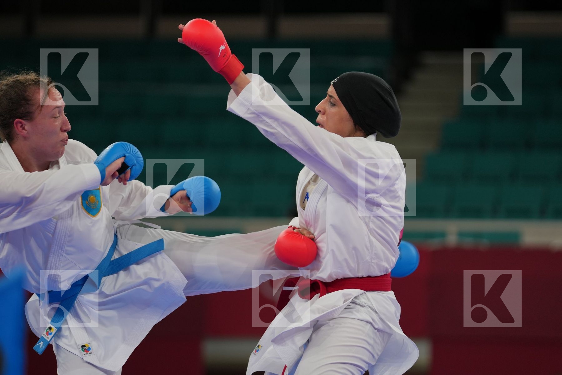 Abdelaziz Feryal (Egypt) - Kumite Female +61kg, Berultseva Sofya (Kazakhstan) - Kumite Female +61kg in Senior Kumite 61+ Kg - Semifinal bout