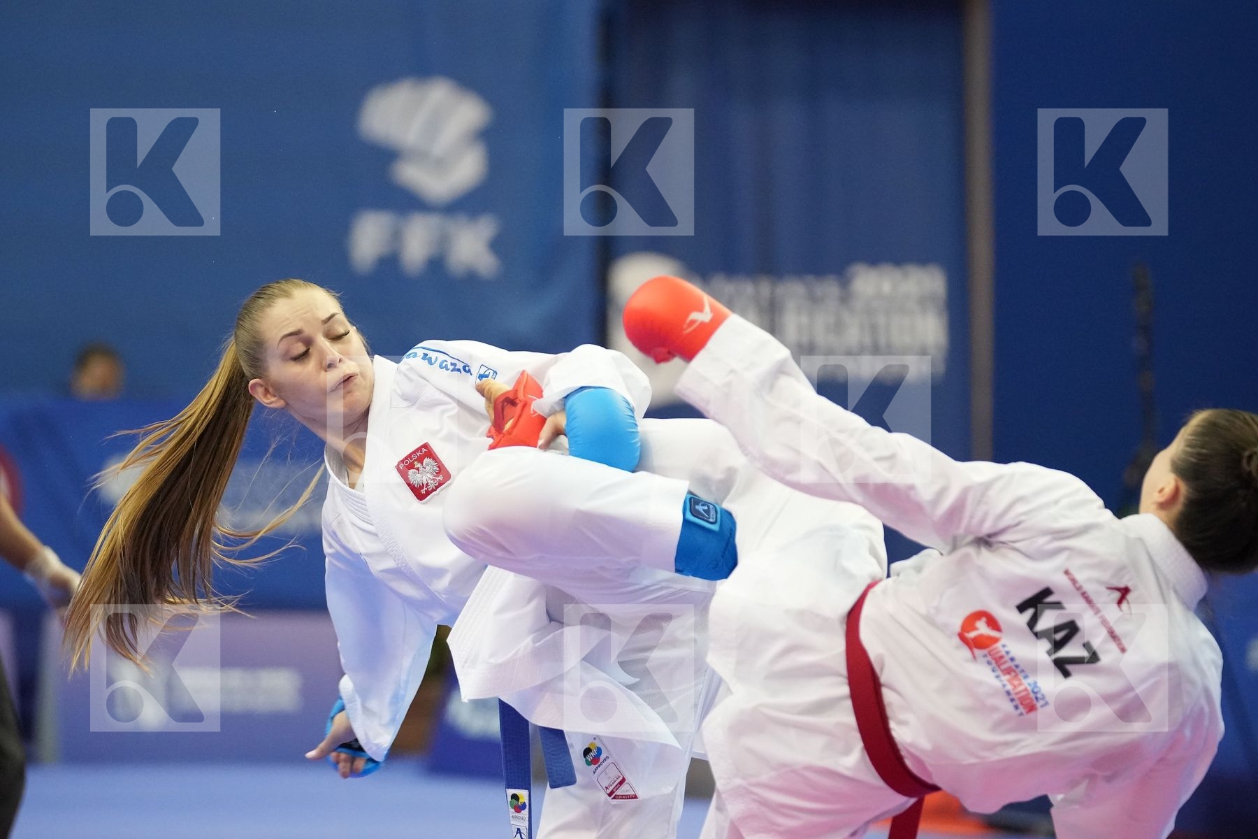 ZHANGBYRBAY MOLDIR (KAZAKHSTAN), BANASZCZYK DOROTA (POLAND) in Olympic Category - Kumite Female -55 KG - Round Robin bout