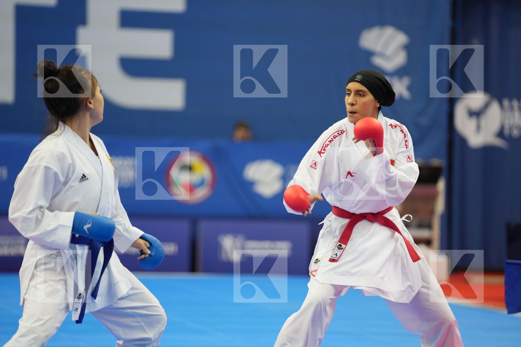 SADINI BTISSAM (MOROCCO), ZAKHAROVA SABINA (KAZAKHSTAN) in Olympic Category - Kumite Female -61 KG - Round Robin bout