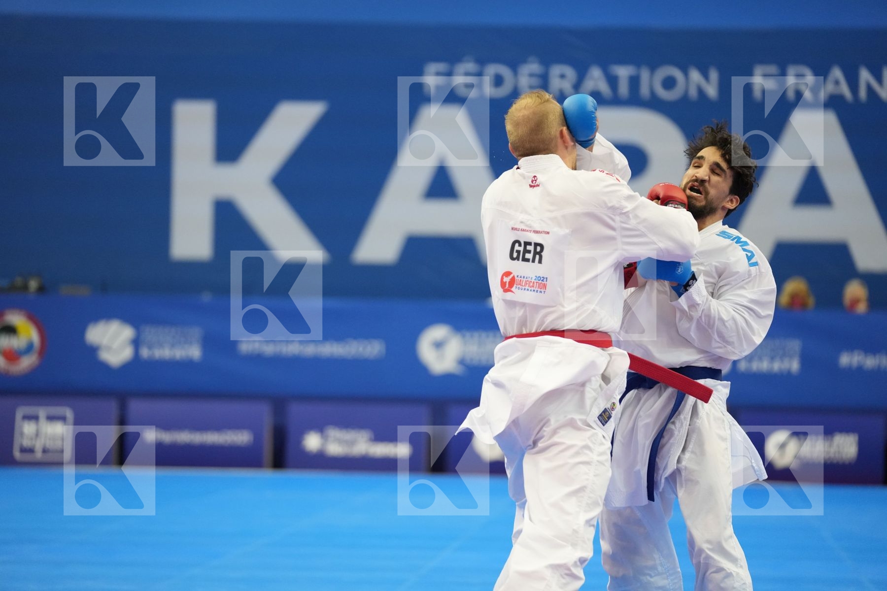 BITSCH NOAH (GERMANY), ALNAJJAR BASHAR (JORDAN) in Olympic Category - Kumite Male -75 KG - Round Robin bout