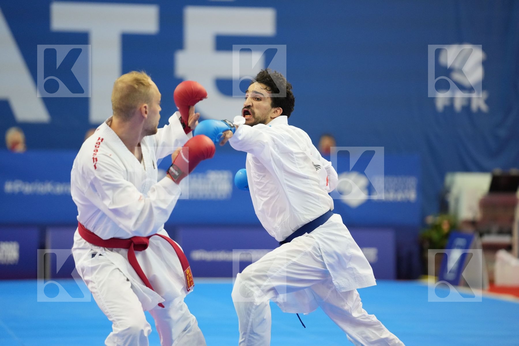 BITSCH NOAH (GERMANY), ALNAJJAR BASHAR (JORDAN) in Olympic Category - Kumite Male -75 KG - Round Robin bout