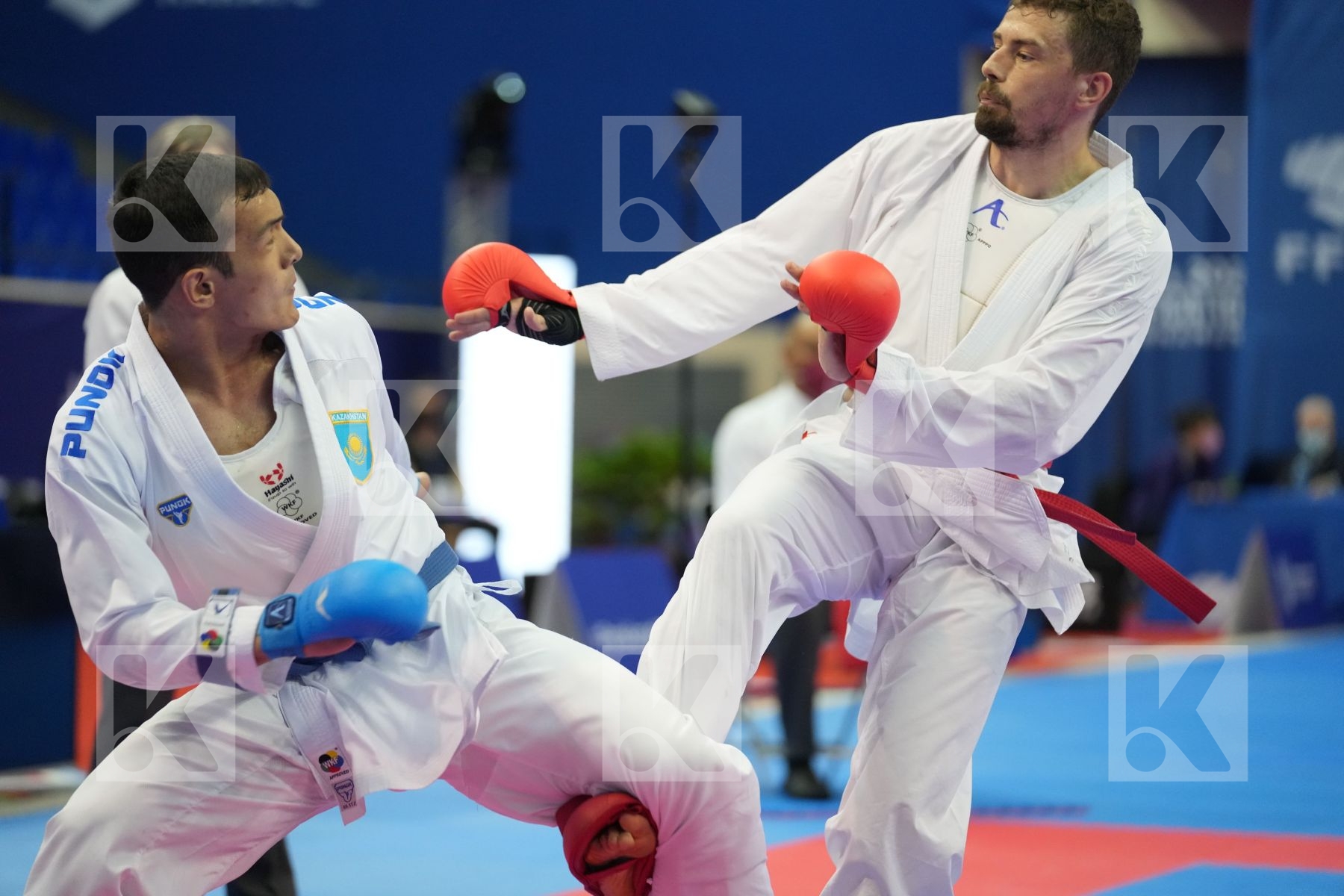 AZHIKANOV NURKANAT (KAZAKHSTAN), HARSPATAKI KAROLY GABOR (HUNGARY) in Olympic Category - Kumite Male -75 KG - Round Robin bout