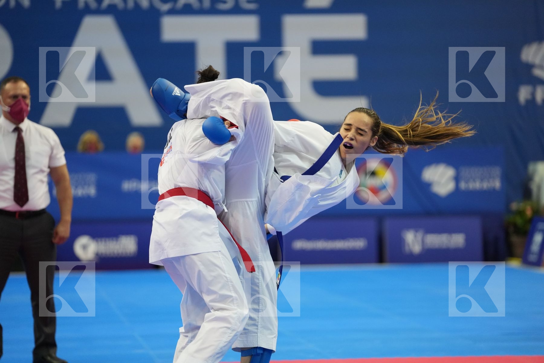 GARCES SEQUERA CLAUDYMAR (VENEZUELA), ZAKHAROVA SABINA (KAZAKHSTAN) in Olympic Category - Kumite Female -61 KG - Round Robin bout