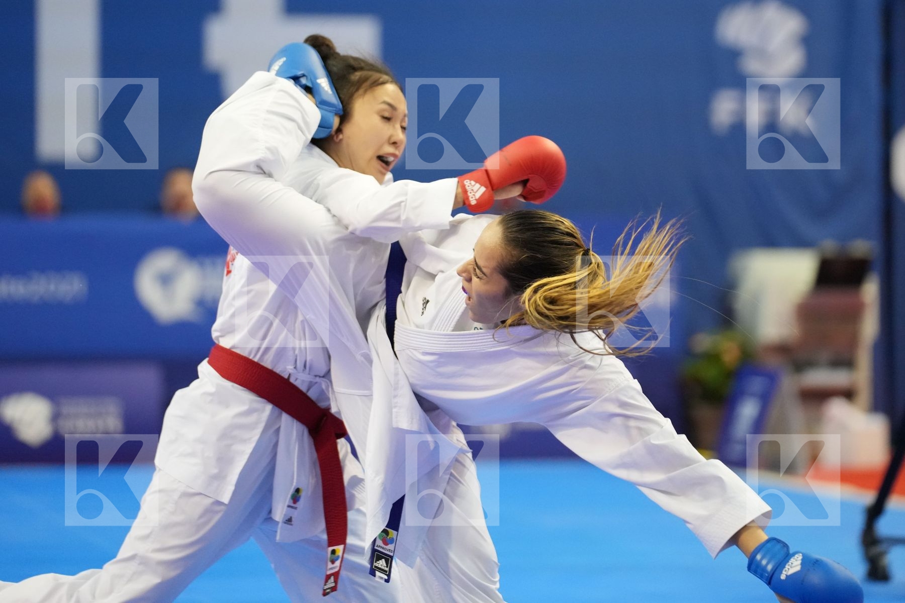 GARCES SEQUERA CLAUDYMAR (VENEZUELA), ZAKHAROVA SABINA (KAZAKHSTAN) in Olympic Category - Kumite Female -61 KG - Round Robin bout