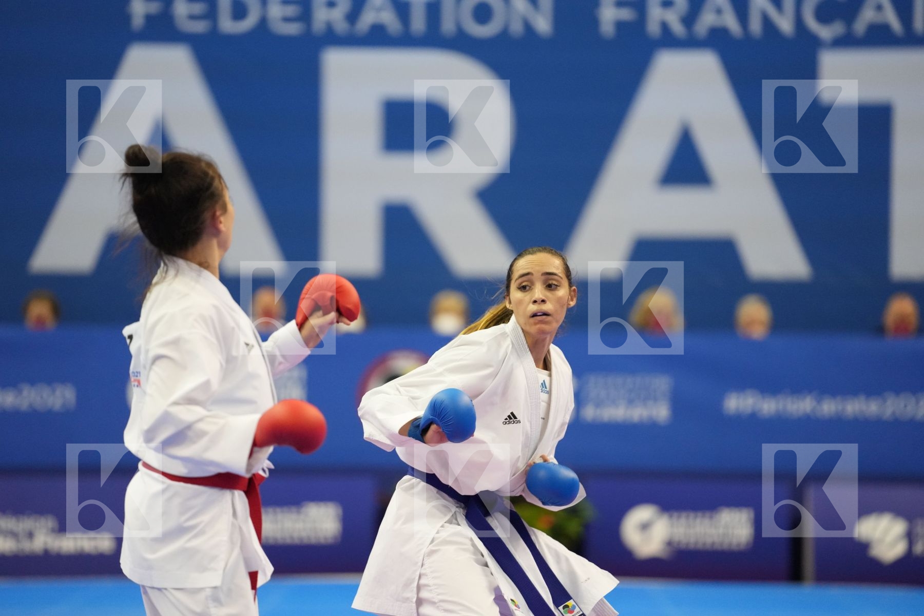 GARCES SEQUERA CLAUDYMAR (VENEZUELA), ZAKHAROVA SABINA (KAZAKHSTAN) in Olympic Category - Kumite Female -61 KG - Round Robin bout