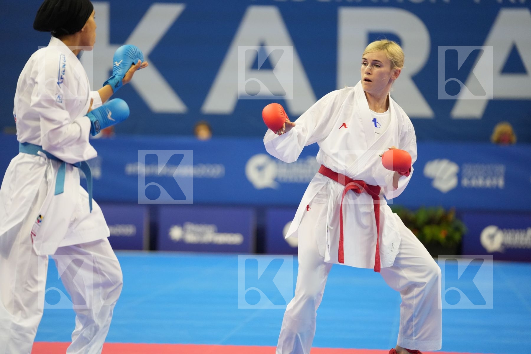 SADINI BTISSAM (MOROCCO), SEROGINA ANITA (UKRAINE) in Olympic Category - Kumite Female -61 KG - Round Robin bout