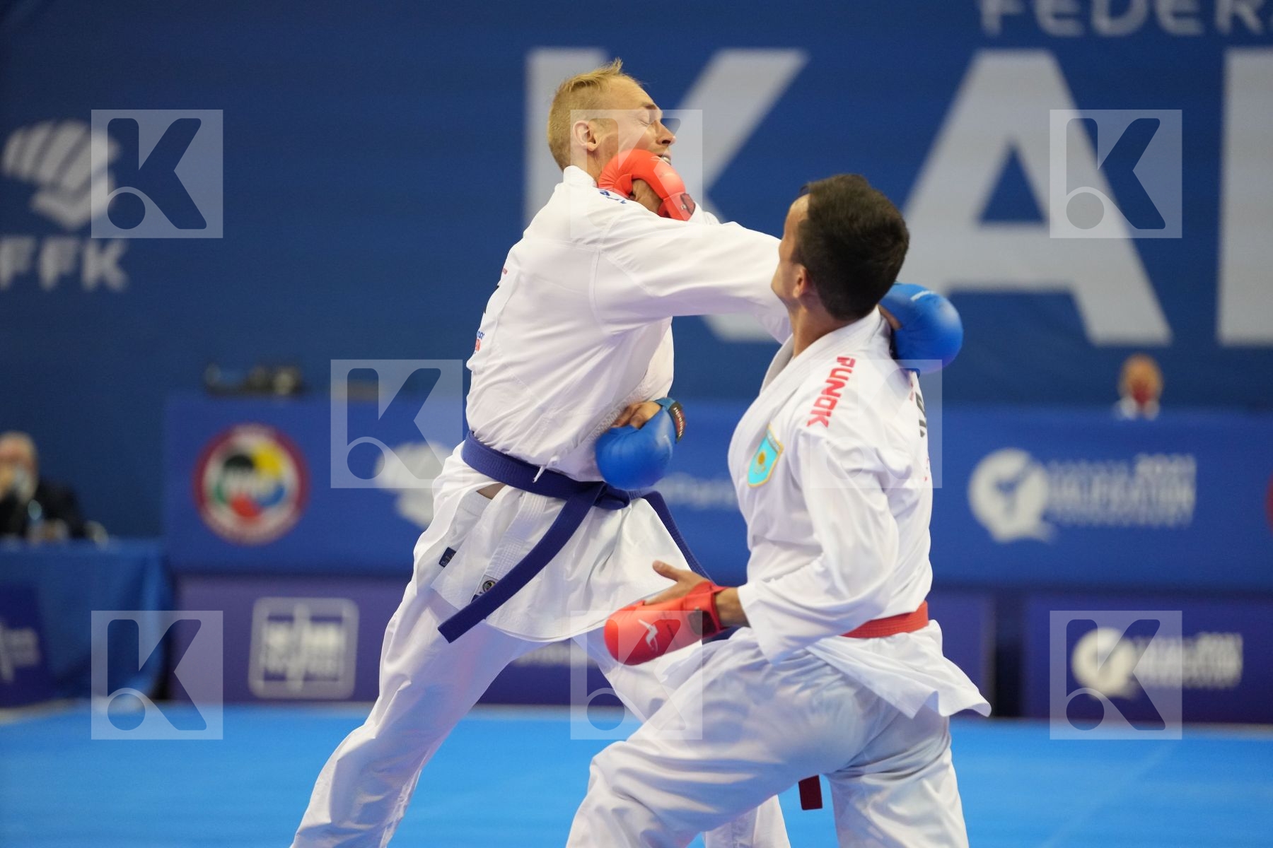 AZHIKANOV NURKANAT (KAZAKHSTAN), BITSCH NOAH (GERMANY) in Olympic Category - Kumite Male -75 KG - Round Robin bout