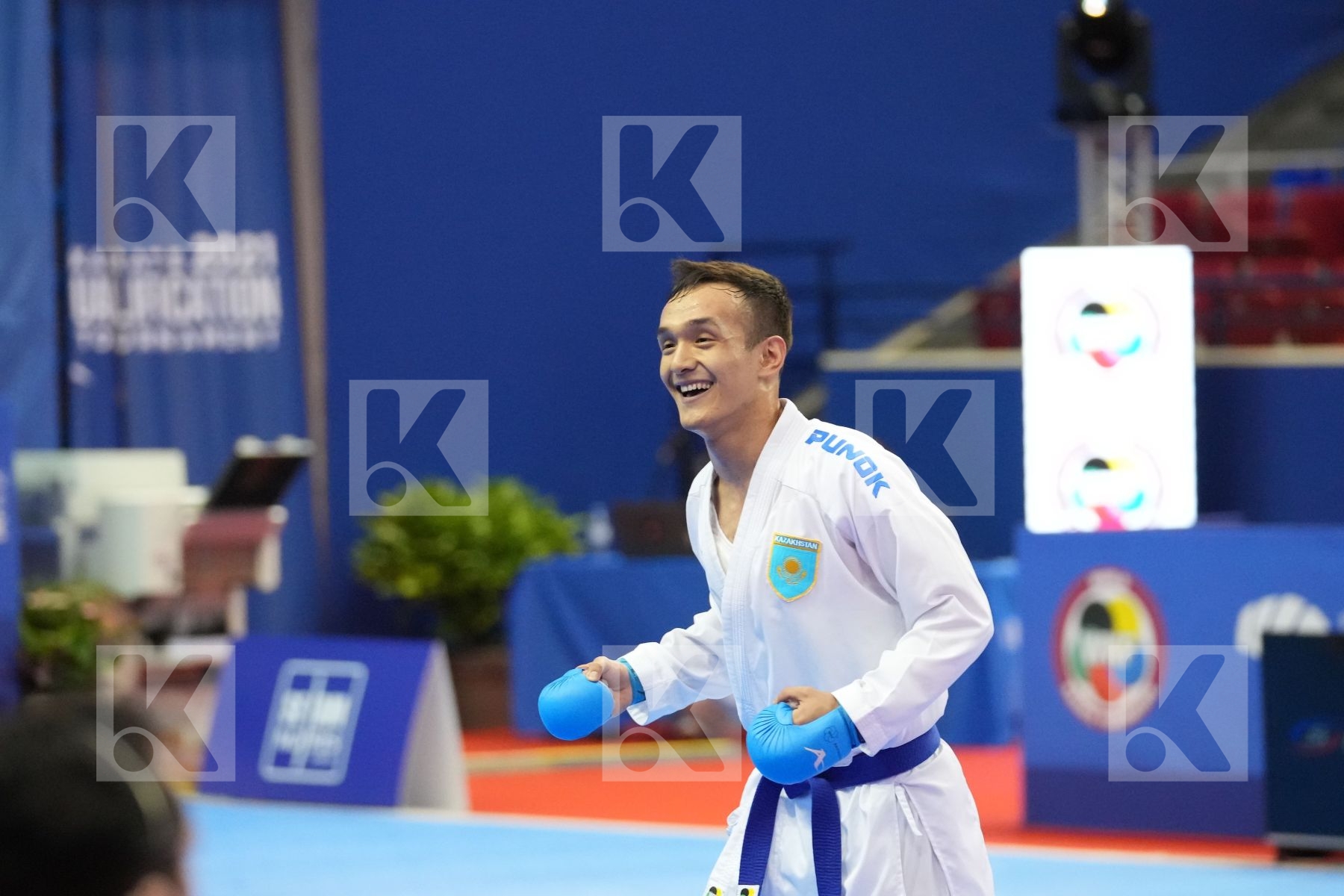 AZHIKANOV NURKANAT (KAZAKHSTAN) in Olympic Category - Kumite Male -75 KG - Round Robin bout