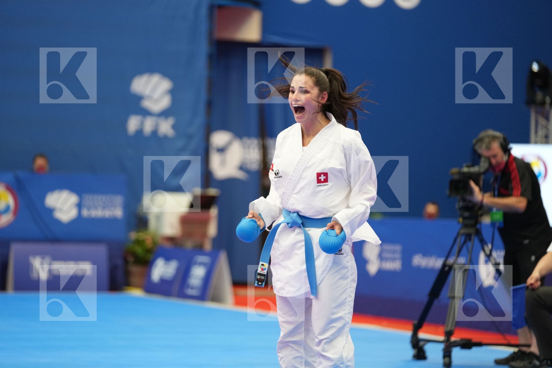 QUIRICI ELENA (SWITZERLAND), ABDELAZIZ FERYAL (EGYPT) in Olympic Category - Kumite Female 61+ KG - Round Robin bout