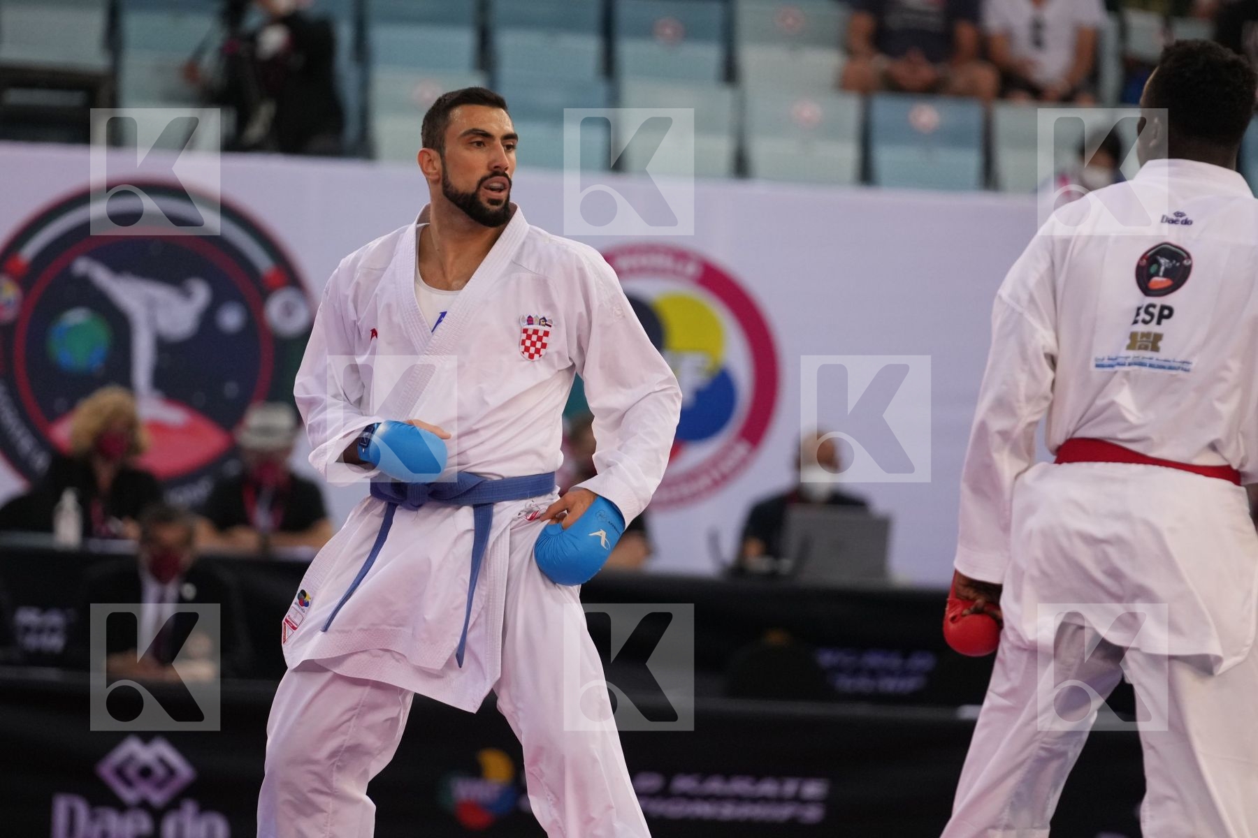 SECK SAKHO BABACAR (SPAIN) vs KVESIC ANDJELO (CROATIA) in Male Kumite 84+ Kg - bronze bout