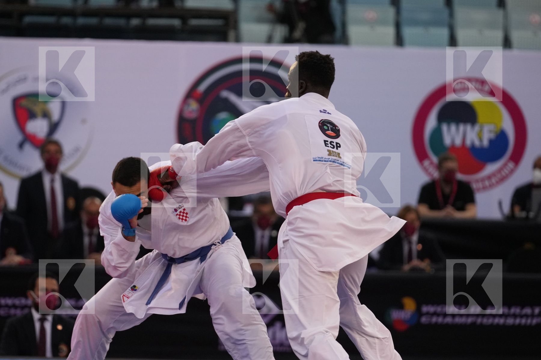 SECK SAKHO BABACAR (SPAIN) vs KVESIC ANDJELO (CROATIA) in Male Kumite 84+ Kg - bronze bout