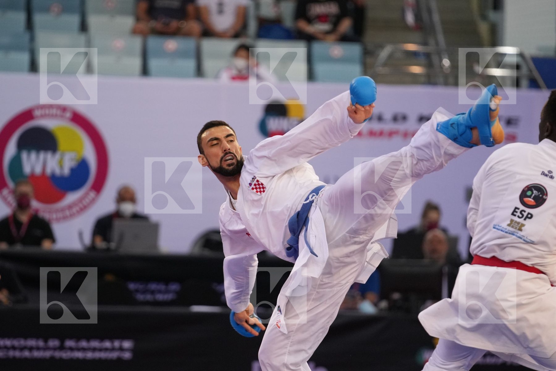 SECK SAKHO BABACAR (SPAIN) vs KVESIC ANDJELO (CROATIA) in Male Kumite 84+ Kg - bronze bout