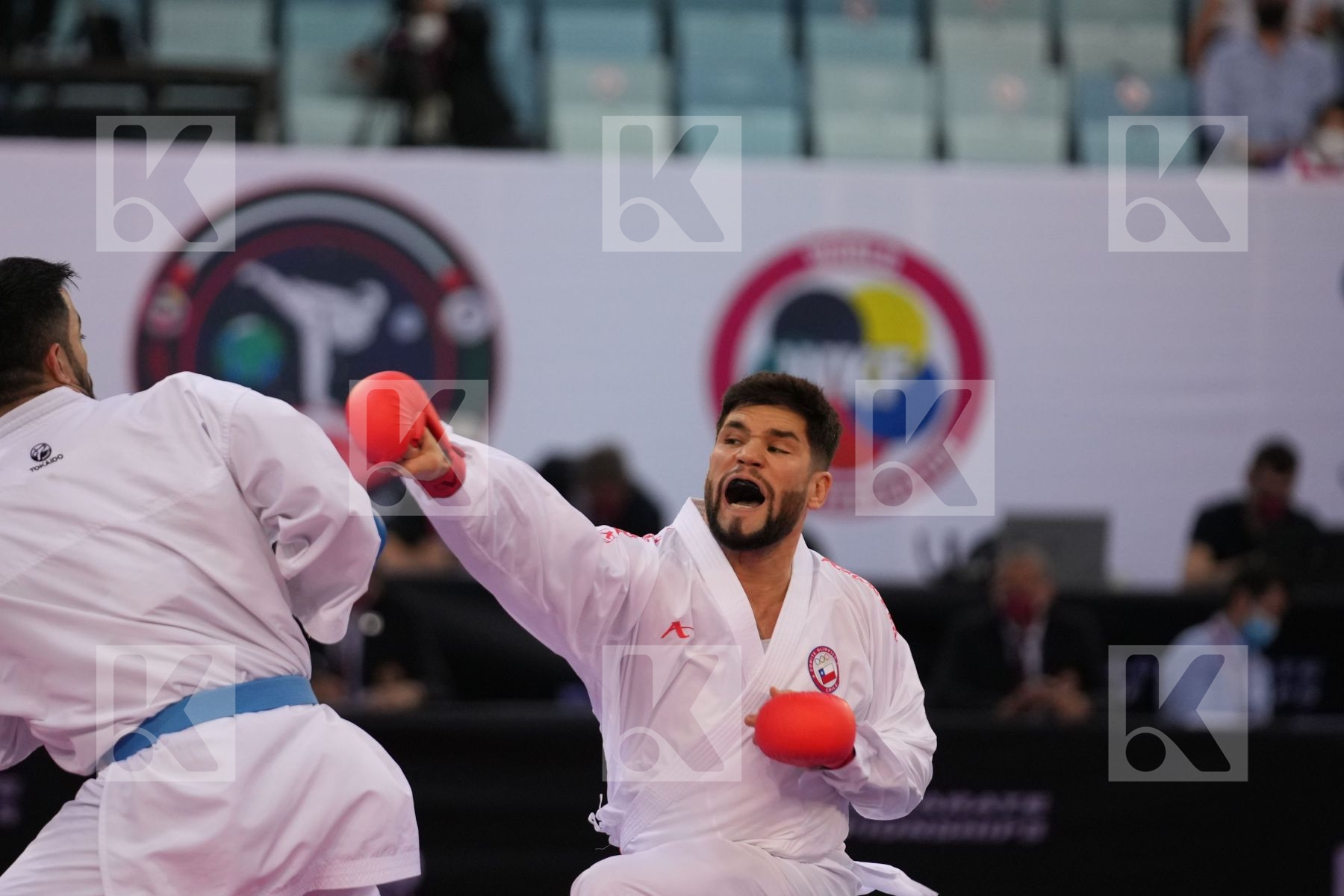 ROJAS RODRIGO (CHILE) vs GURBANLI ASIMAN (AZERBAIJAN) in Male Kumite 84+ Kg - bronze bout