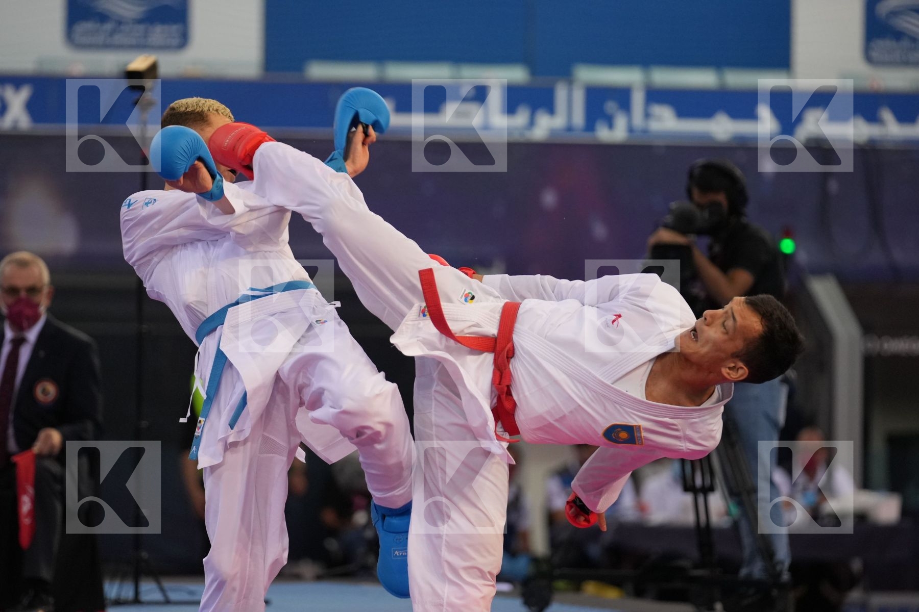 AZHIKANOV NURKANAT (KAZAKHSTAN) vs MAHAUDEN QUENTIN (BELGIUM) in Male Kumite -75 Kg - bronze bout