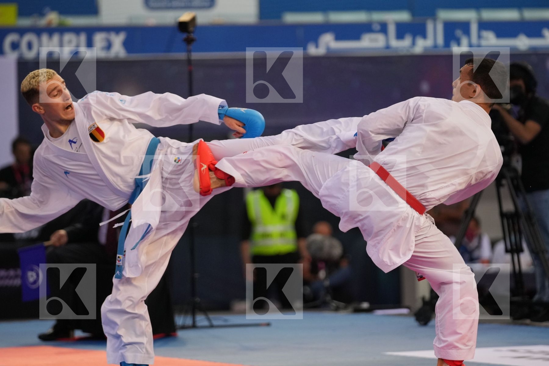 AZHIKANOV NURKANAT (KAZAKHSTAN) vs MAHAUDEN QUENTIN (BELGIUM) in Male Kumite -75 Kg - bronze bout